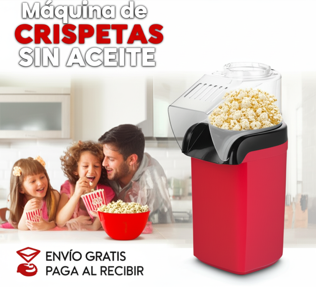 Crispetera PopAir 1200W – Palomitas sin grasa en 3 minutos